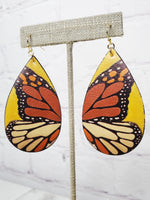 Butterfly Teardrop Faux Leather Earrings