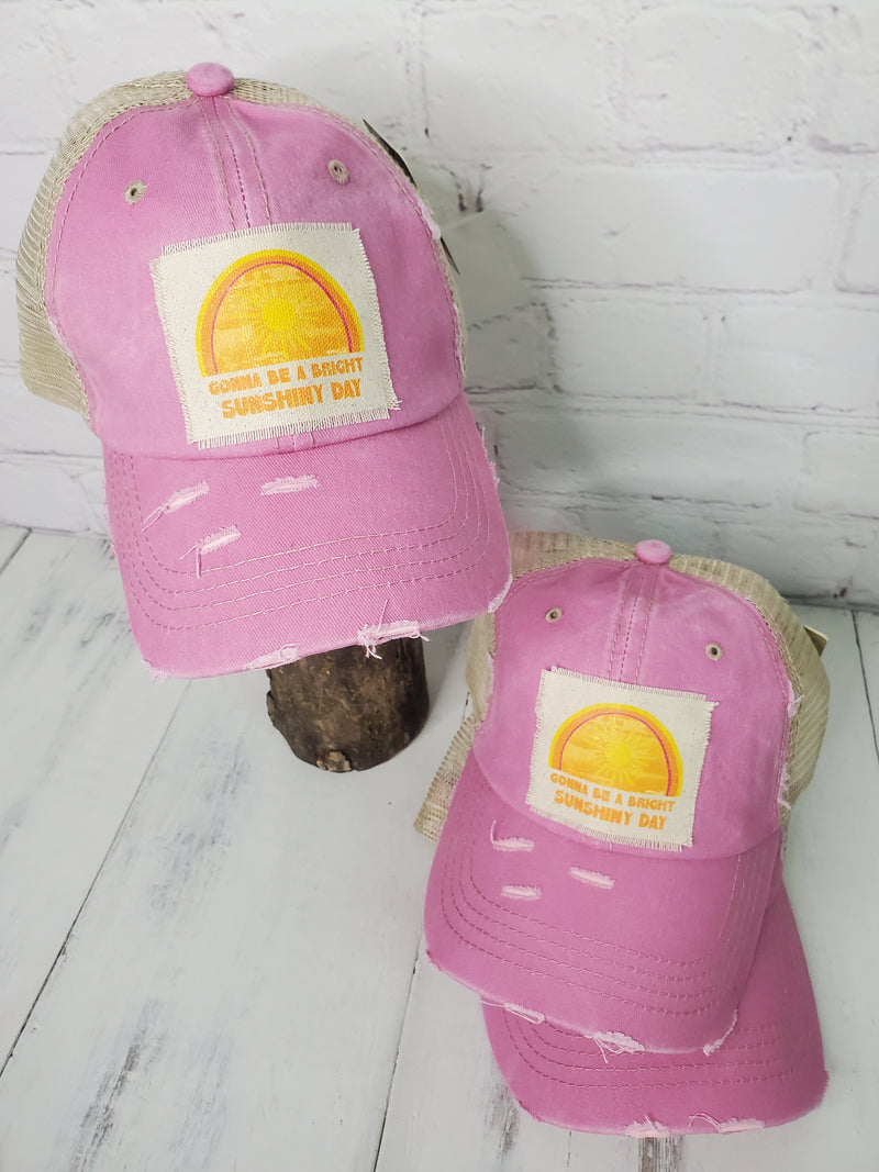 "Gonna Be a Bright Sunshiny Day" Distressed Trucker Hat