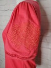 Prilly Embroidered Sleeve Coral Top