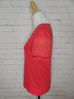 Prilly Embroidered Sleeve Coral Top