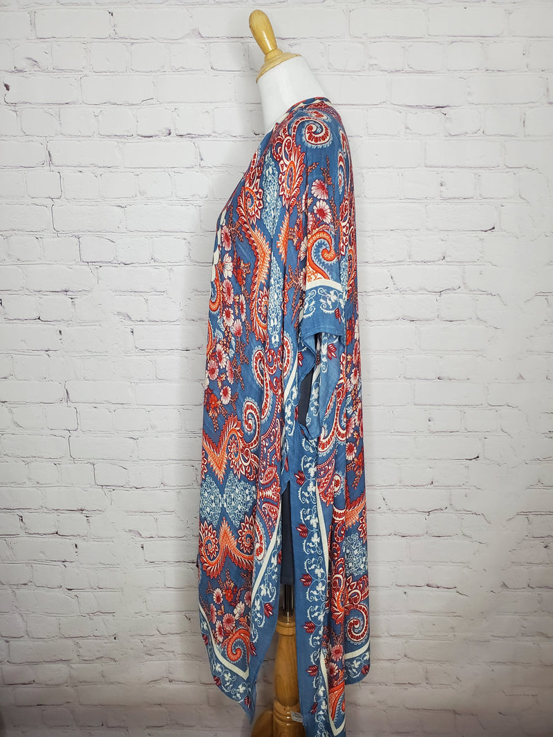 Biel Paisley Boho Print Kimono - One Size