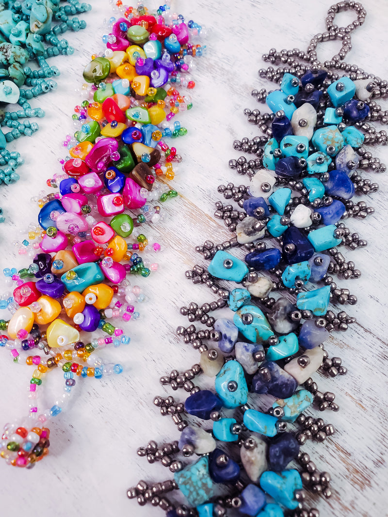 Colorful Stone & Seed Bead Bracelets - 4 Colors