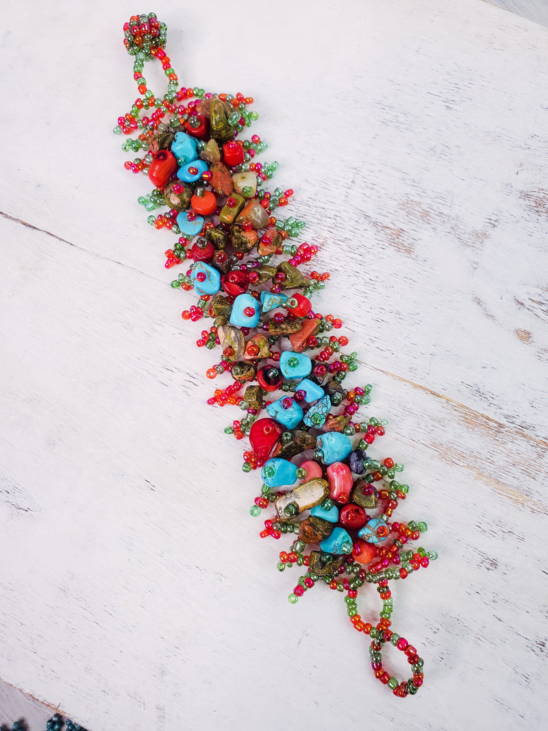 Colorful Stone & Seed Bead Bracelets - 4 Colors