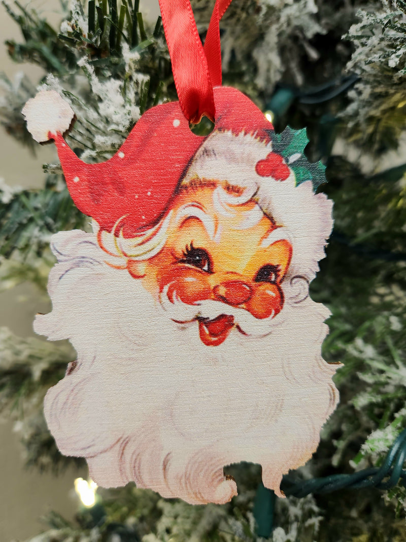 Vintage Santa Wood Ornament