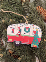 Santa Camper Wood Ornament