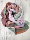 Gingham Colorful Scarf - Pink & Sage