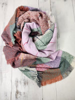 Gingham Colorful Scarf - Pink & Sage