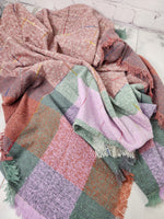 Gingham Colorful Scarf - Pink & Sage