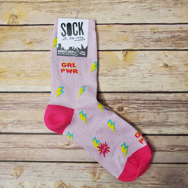 Girl Power Shimmer Crew Socks - Adult