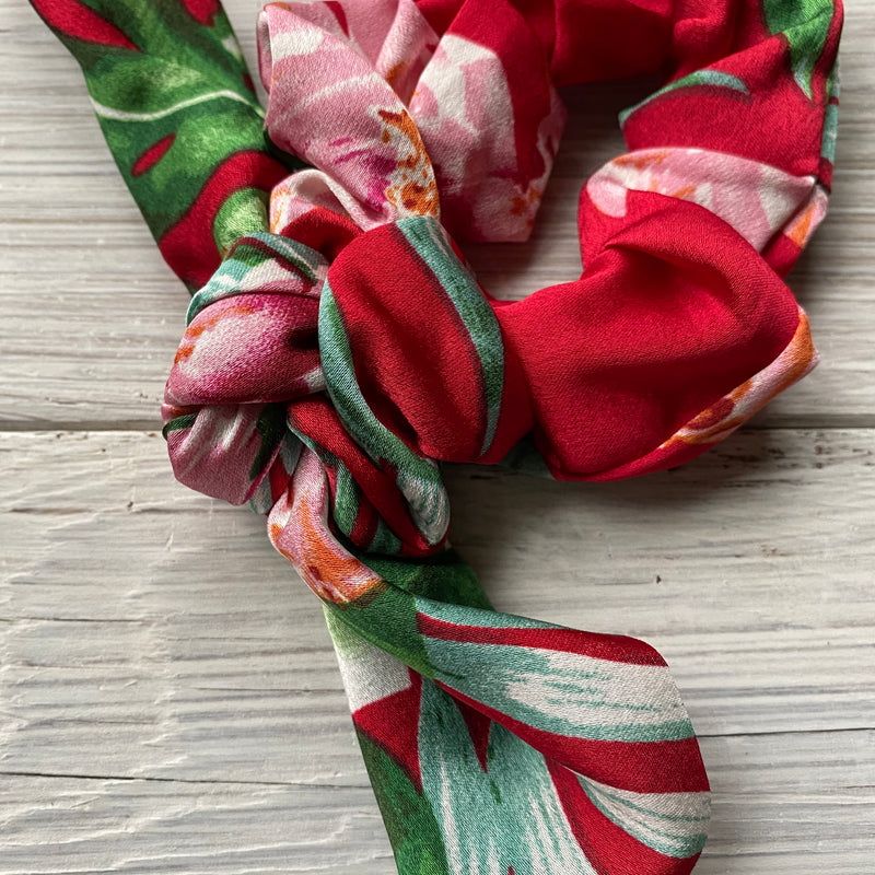 Tropical Floral Scrunchies with Tie - 4 Colors