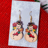 Vintage Snowmen Wood Earring