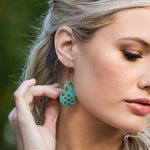 Copper Patina Earrings - Turquoise Floral