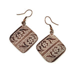 Copper Patina Earrings - Brown Floral