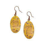 Copper Patina Earrings - Yellow Floral