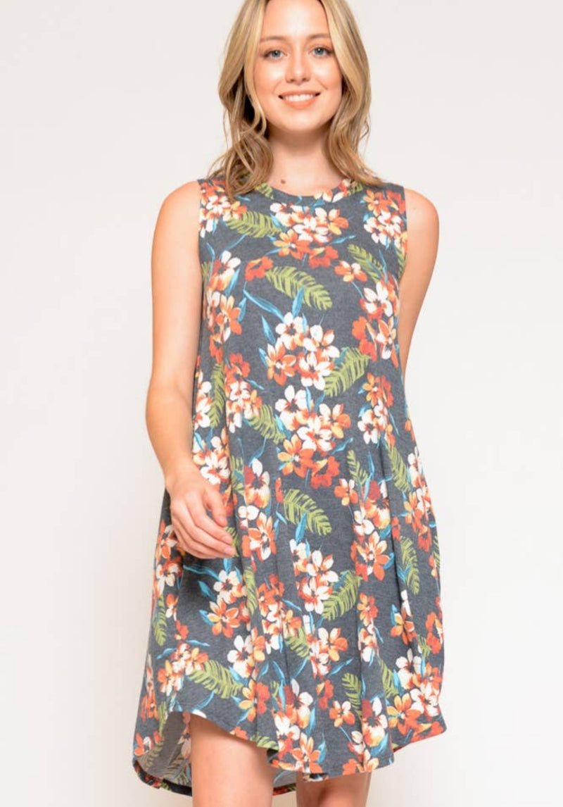 Lucea Hibiscus Floral Dress with Pockets