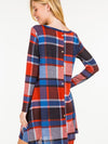 Bogra Plaid Button-Back Swing Dress with Pockets