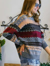 Tangail Blue & Tan Multicolor Aztec Sweater