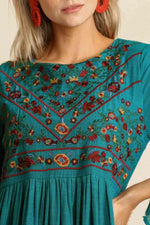 Vik Bell Sleeve Floral Embroidered Dress