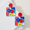 Colorful Square Floral Earrings