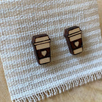 Coffee Lovers Engraved Wood Earrings