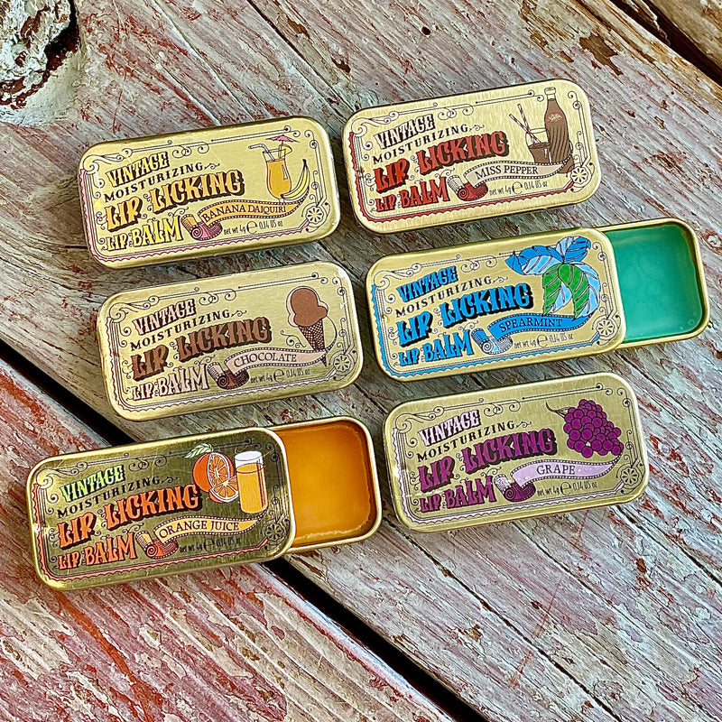 Vintage Lip Licking Lip Balm Tins - 6 Flavors Available